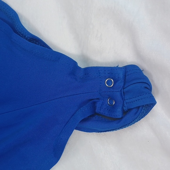 Farm Rio Cobalt Blue Cowl Neck Long Sleeve Bodysuit M - Picture 13 of 15